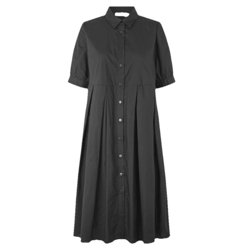 Masai Copenhagen Nebina Black Collared A-line Shirt Dress Buttons Size XXL